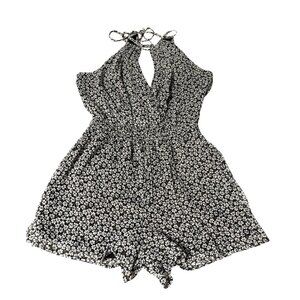 Abercrombie & Fitch Black Floral Halter Romper XS